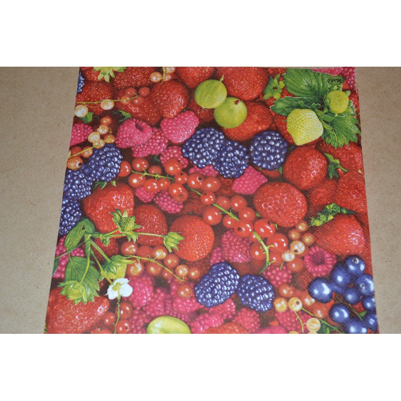 Serviette en papier : fruits rouges (vendue à l'unité)