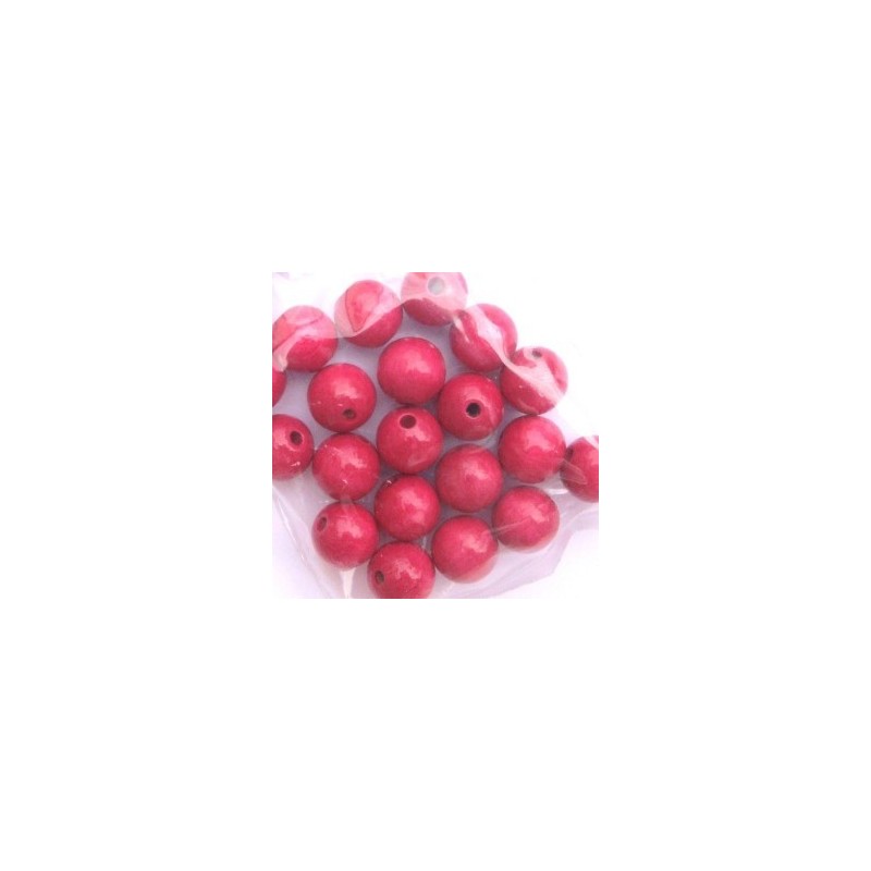 Perles en bois en sachet Rose Vif  14 mm (sachet 20 pièces)