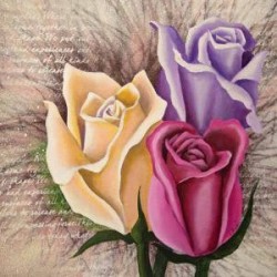 Image 3D "Roses" 3 roses  30 cm x 30 cm  Tableau pour technique du 3 D