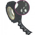 Ruban tissu adhésif Masking Tape Dentelle coton Noir 17mm X 2,5m