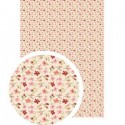Tissu Adhésif planche A4 - Imprimé "petites fleurs" Rose Bordeaux