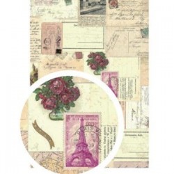 Tissu Adhésif planche A4 - Imprimé "Carte Postale"