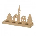 Support à décorer en Médium Bougeoir Village ALPIN (pour 3 petites bougies chauffe-plat ou Led)