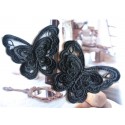 Appliqué Papillon dentelle Noire Rétro 11 x 6 cm