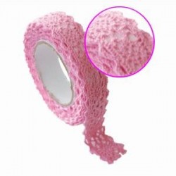 Ruban tissu adhésif Masking Tape Dentelle coton Rose 17mm X 2,5m