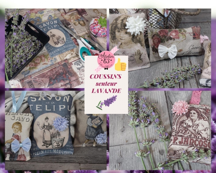 Atelier COUTURE FACILE - ♻️ PRODUITS NATURELS : CONFECTIONNER DES MINI COUSSINS de LAVANDE effet vintage Carte postale ou étiquettes Anciennes , TUTORIEL